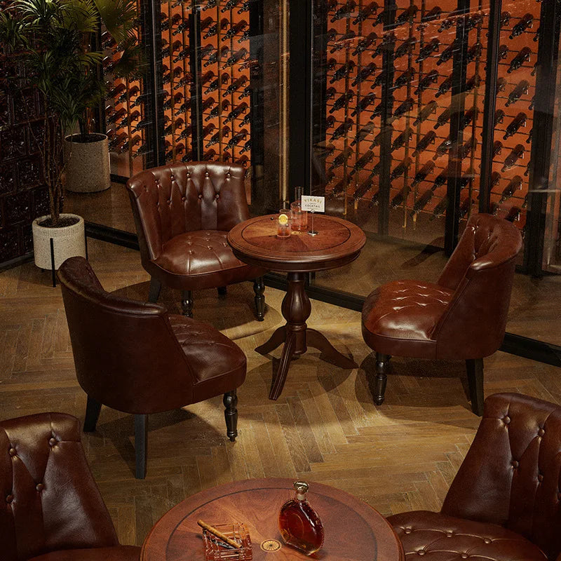 American Retro Sofa Chair Tavern Single Old-fashioned Chair Music Bar Dining Table Leather Chair
