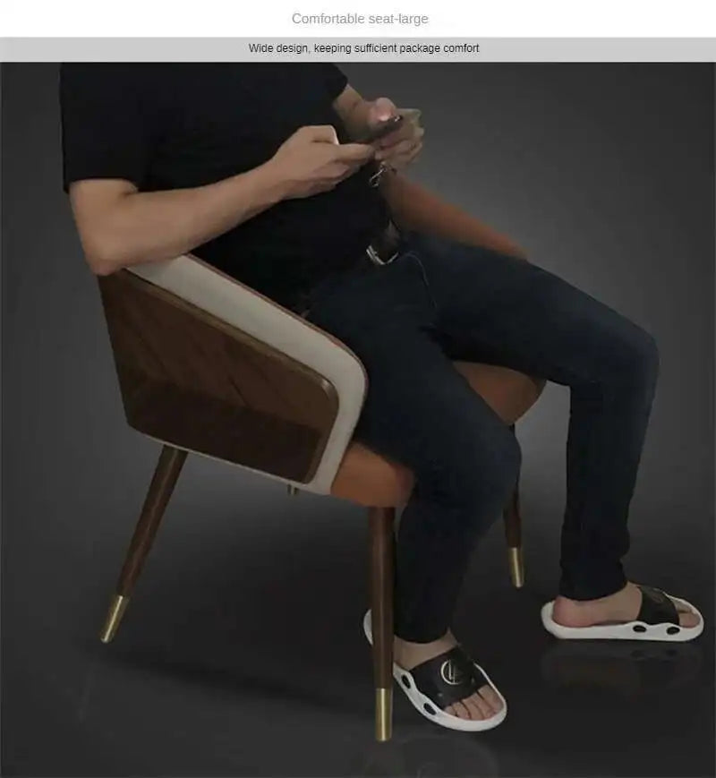 Luxury Modern Dining Chairs Wooden Backrest Armchair Minimalist Lounge Dining Chair Comfortable Dining Room Furniture