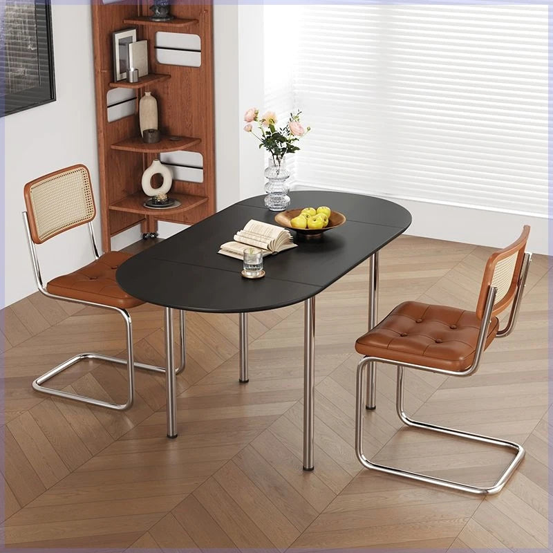 Nordic Minimalist Folding Dining Table - Home Vintage Small-space Table - Stainless Steel Telescopic Dining Table