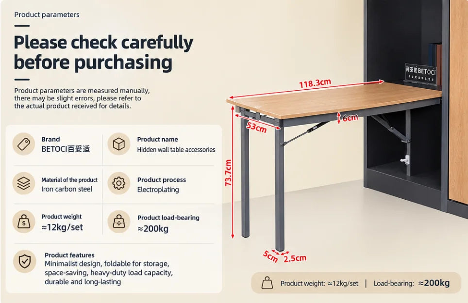 Fold Down Wall Table Accessories Wall Folding Table Multifunctional Wall Mounted Folding Table Accessories for Dining, Home,