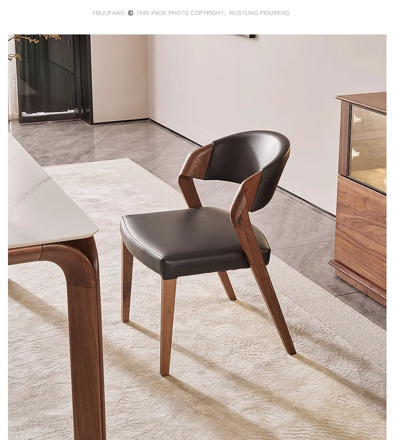 Nordic High-end Light Luxury Ash Wood Dining Chair Wabi-sabi Style Chair Designer Structure Armchair Restaurant Backrest Chair