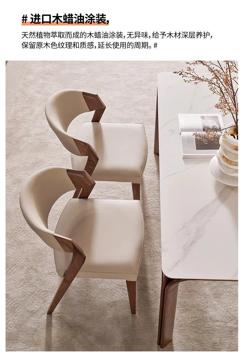 Nordic High-end Light Luxury Ash Wood Dining Chair Wabi-sabi Style Chair Designer Structure Armchair Restaurant Backrest Chair