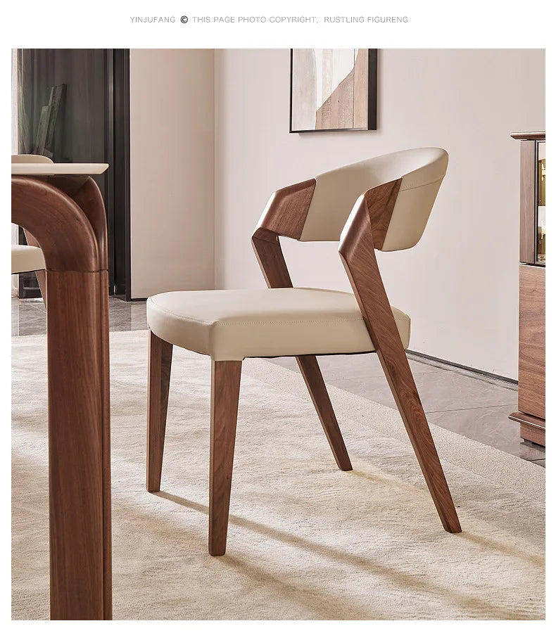 Nordic High-end Light Luxury Ash Wood Dining Chair Wabi-sabi Style Chair Designer Structure Armchair Restaurant Backrest Chair