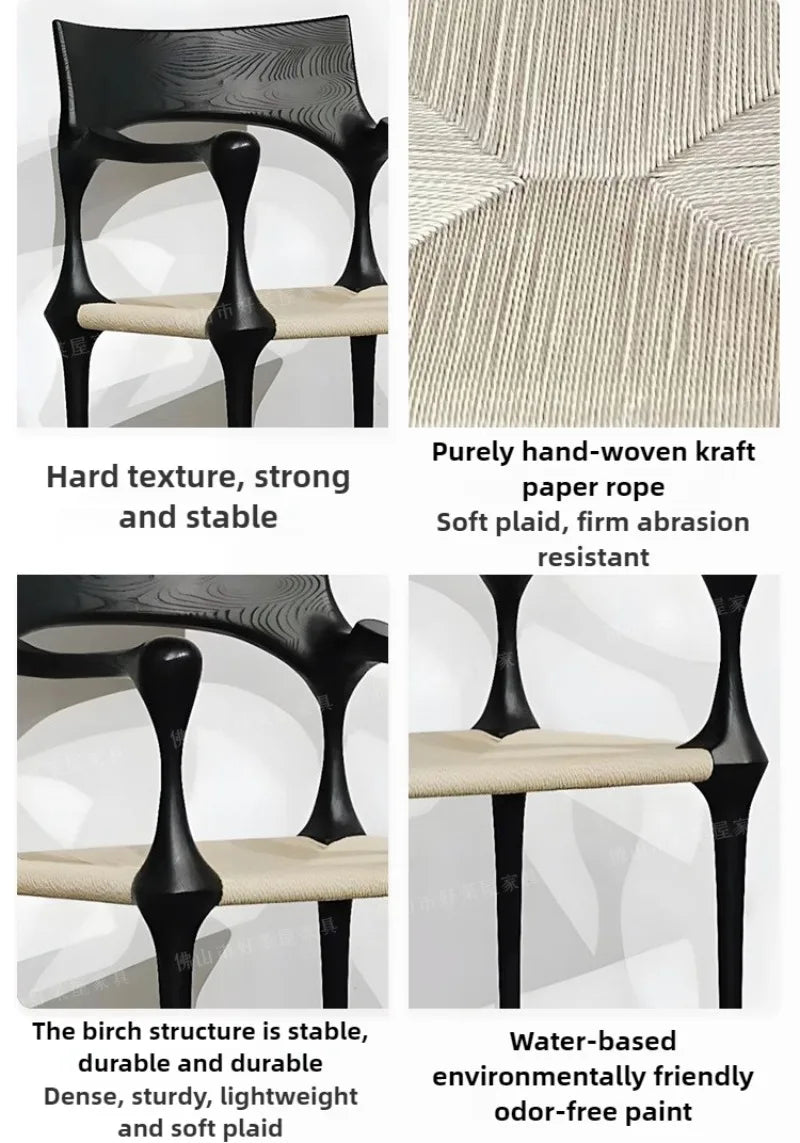 Luxury Retro Dining Table Chairs Kitchen Modern Portable Backrest Armchairs Wooden Chairs Single Nordic Living Home Furniture