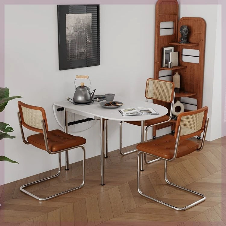 Nordic Minimalist Folding Dining Table - Home Vintage Small-space Table - Stainless Steel Telescopic Dining Table