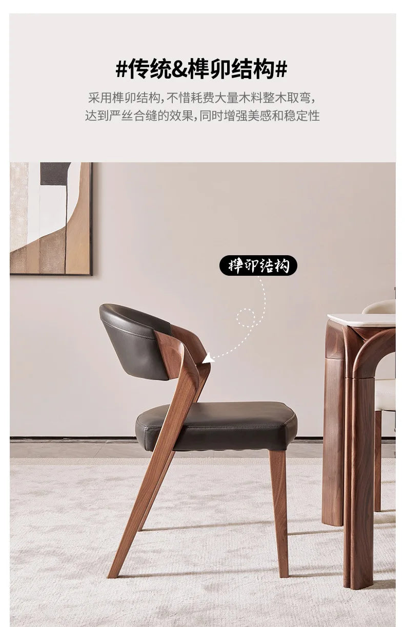 Nordic High-end Light Luxury Ash Wood Dining Chair Wabi-sabi Style Chair Designer Structure Armchair Restaurant Backrest Chair