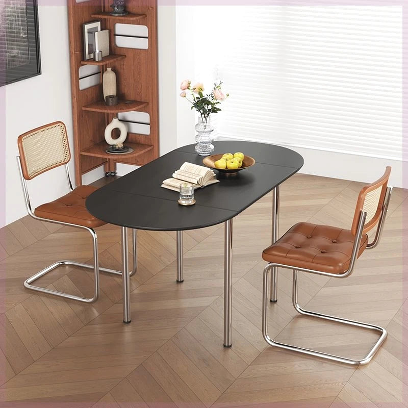 Nordic Minimalist Folding Dining Table - Home Vintage Small-space Table - Stainless Steel Telescopic Dining Table
