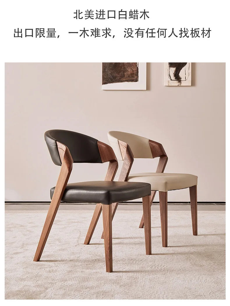Nordic High-end Light Luxury Ash Wood Dining Chair Wabi-sabi Style Chair Designer Structure Armchair Restaurant Backrest Chair