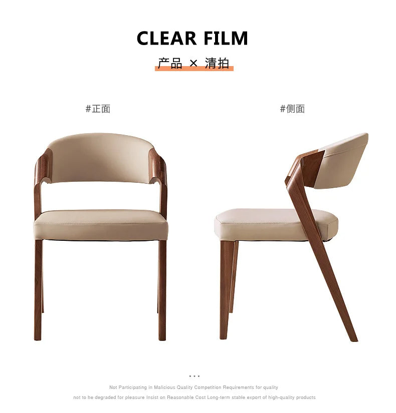 Nordic High-end Light Luxury Ash Wood Dining Chair Wabi-sabi Style Chair Designer Structure Armchair Restaurant Backrest Chair