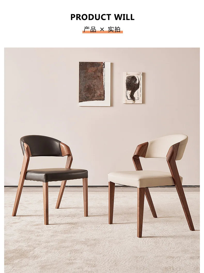 Nordic High-end Light Luxury Ash Wood Dining Chair Wabi-sabi Style Chair Designer Structure Armchair Restaurant Backrest Chair