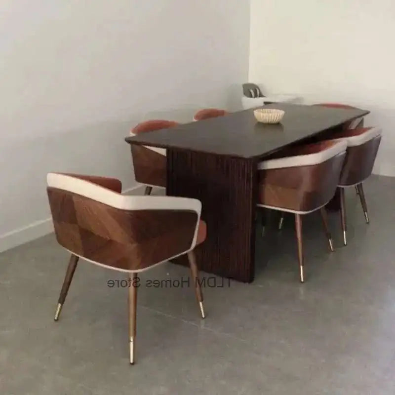 Luxury Modern Dining Chairs Wooden Backrest Armchair Minimalist Lounge Dining Chair Comfortable Dining Room Furniture