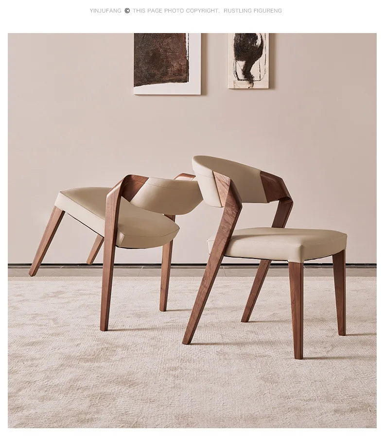 Nordic High-end Light Luxury Ash Wood Dining Chair Wabi-sabi Style Chair Designer Structure Armchair Restaurant Backrest Chair