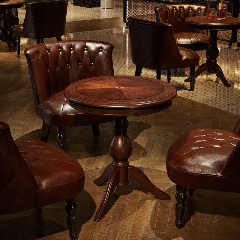 American Retro Sofa Chair Tavern Single Old-fashioned Chair Music Bar Dining Table Leather Chair