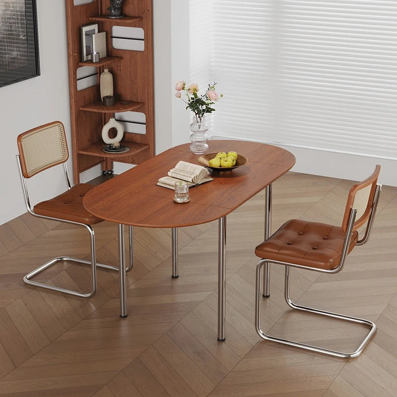 Nordic Minimalist Folding Dining Table - Home Vintage Small-space Table - Stainless Steel Telescopic Dining Table