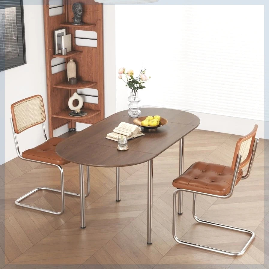 Nordic Minimalist Folding Dining Table - Home Vintage Small-space Table - Stainless Steel Telescopic Dining Table