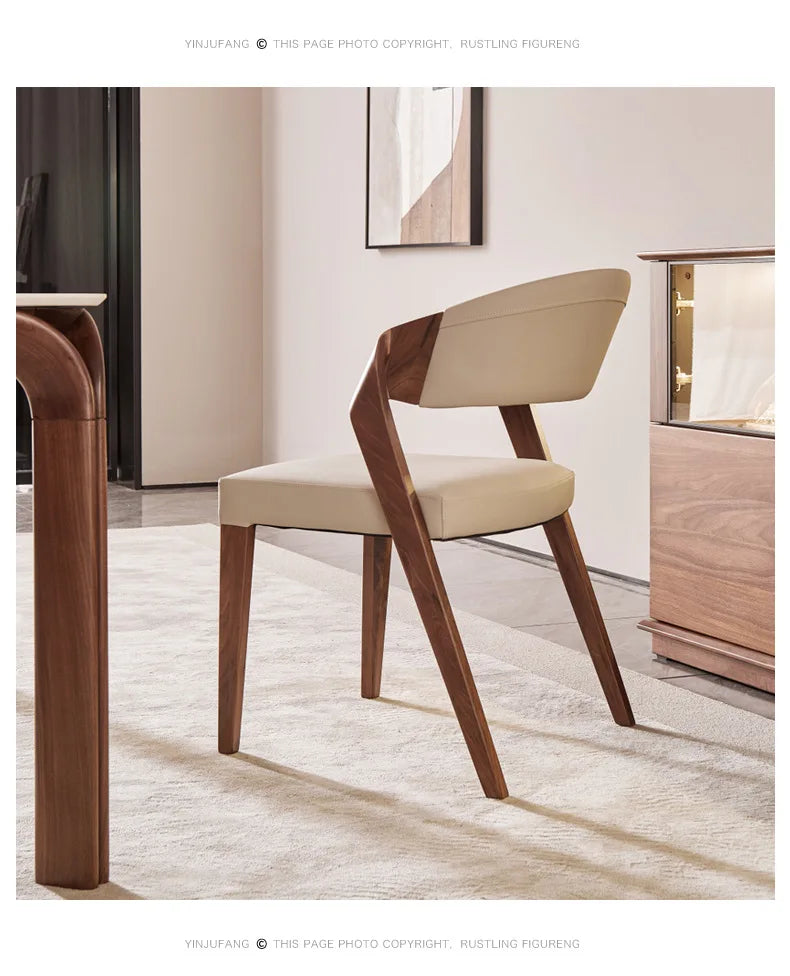 Nordic High-end Light Luxury Ash Wood Dining Chair Wabi-sabi Style Chair Designer Structure Armchair Restaurant Backrest Chair