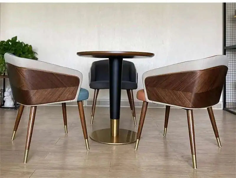 Luxury Modern Dining Chairs Wooden Backrest Armchair Minimalist Lounge Dining Chair Comfortable Dining Room Furniture